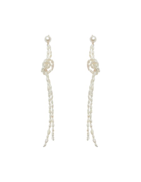 Long pearl earrings with knot