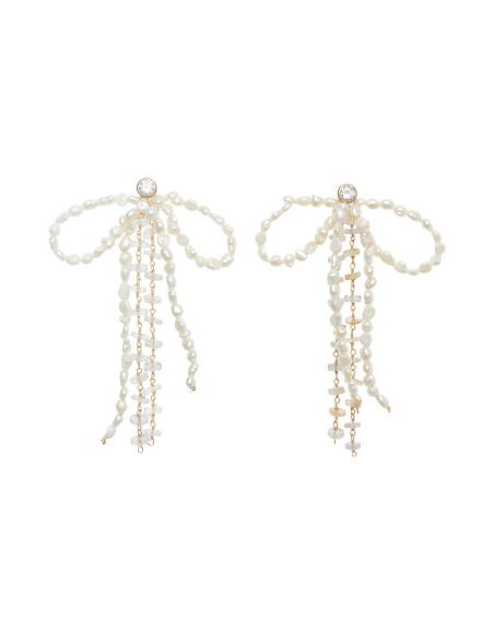 Pendientes en forma de lazo con perlas Pendientes en forma de lazo con perlas