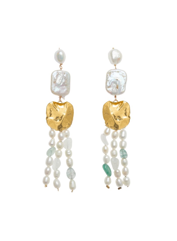 Longues boucles d'oreilles avec perles d'aguadulce