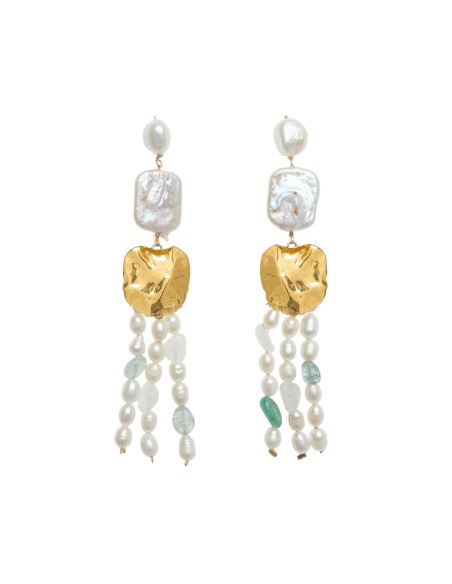 Long earrings with aguadulce pearls