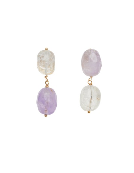 Boucles d'oreilles en quartz et améthyste