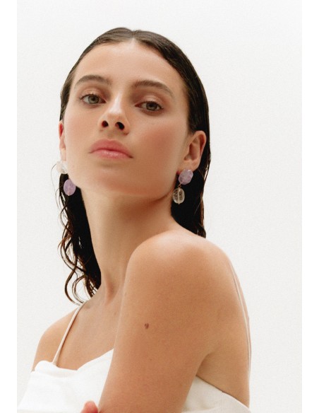 Pendientes con cuarzo cristal y amatista Pendientes con cuarzo cristal y amatista