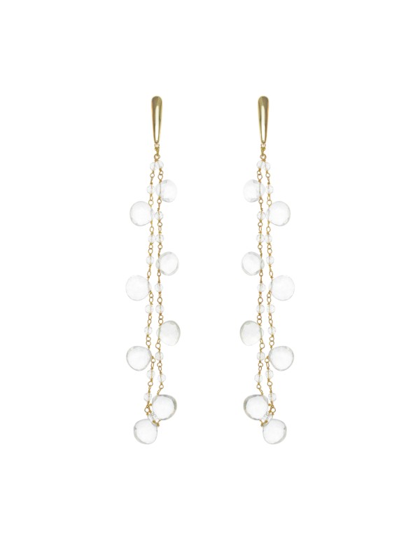 Pendientes largos dorados con cristales