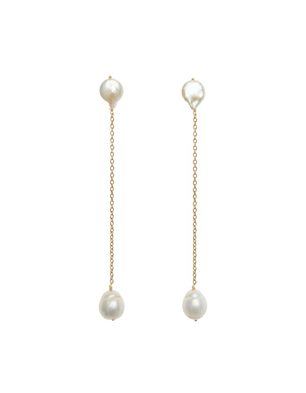 Pendientes largos con perlas - Dara