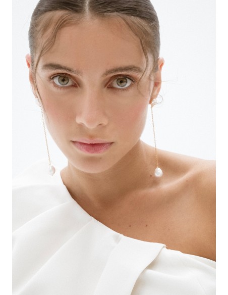 Pendientes largos con perlas - Dara
