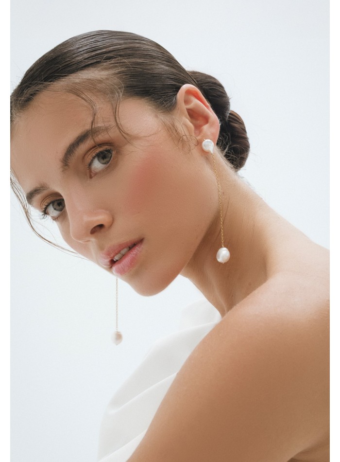 Pendientes largos con perlas - Dara