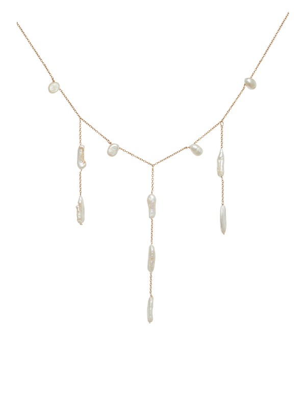 Collier plaqué or avec pendentifs en perles