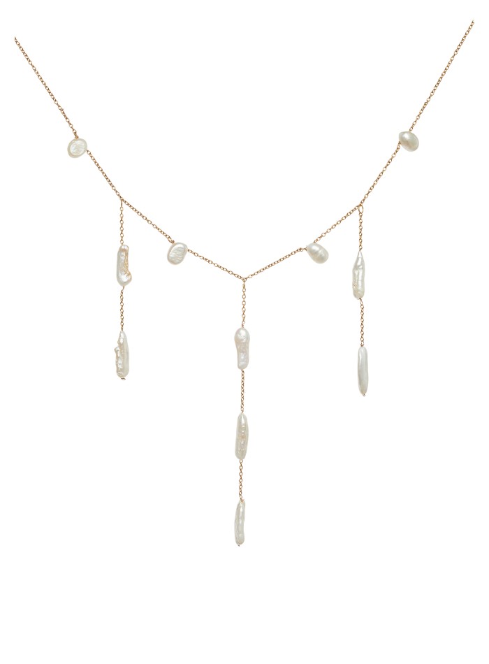 Gold plated necklace with pearl pendants
