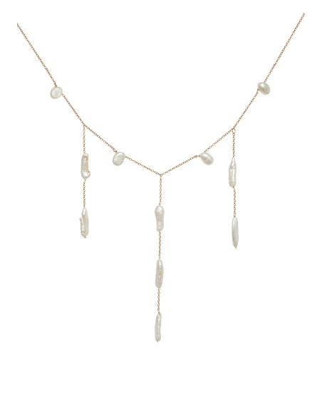 Collar dorado con colgantes de perlas Collar dorado con colgantes de perlas