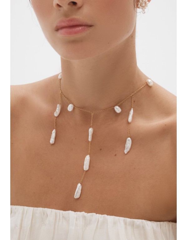Collier plaqué or avec pendentifs en perles 2