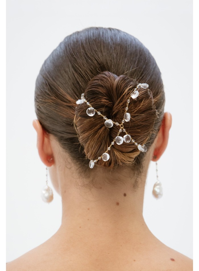 Couvre-chignon de mariée croisé