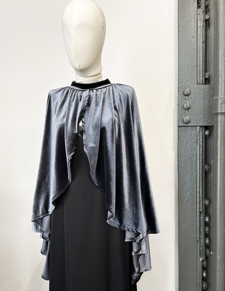 Velvet party cape with slit grey Velvet party cape with slit grey