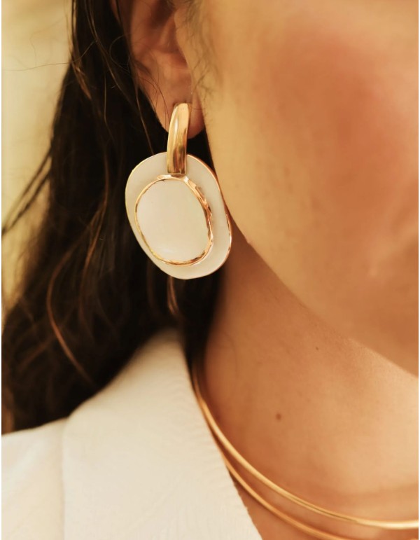 Boucles d'oreilles en céramique de forme circulaire