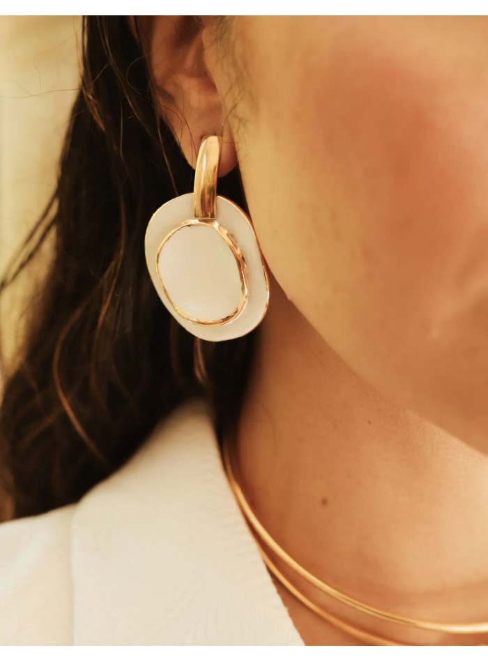Ceramic earrings in circular shape