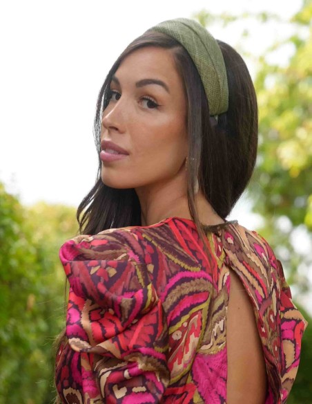 Dry green raffia party headband