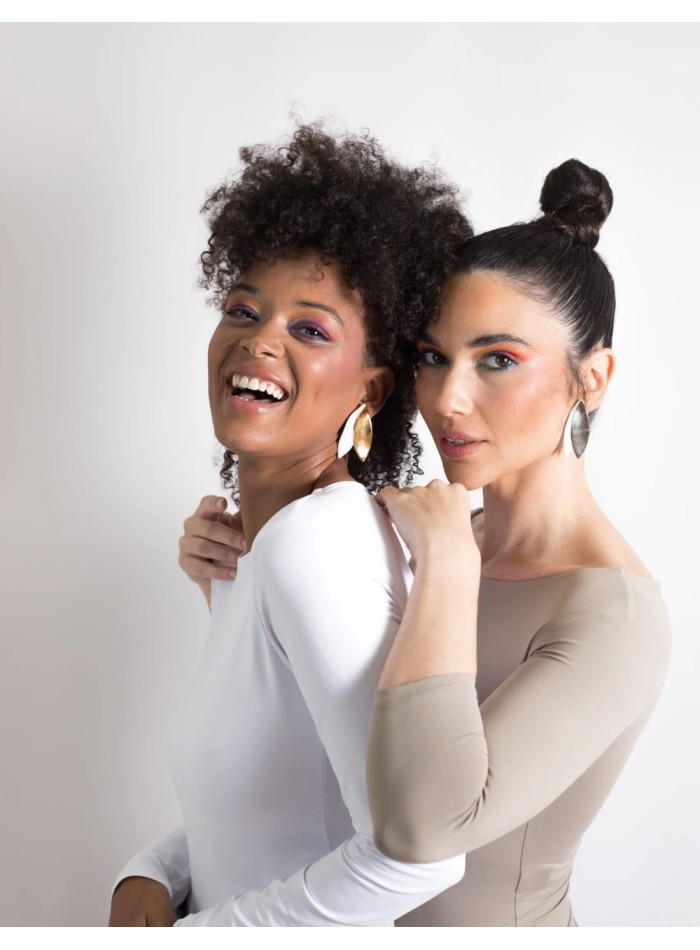 Ceramic party earrings in the shape of leaves