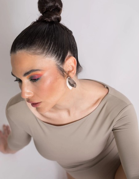 Pendientes de fiesta de cerámica en forma de hoja