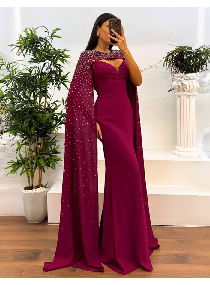 Rhinestone Overlay Slender Straps Long Gown