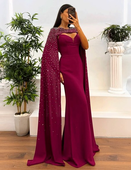 Rhinestone Overlay Slender Straps Long Gown