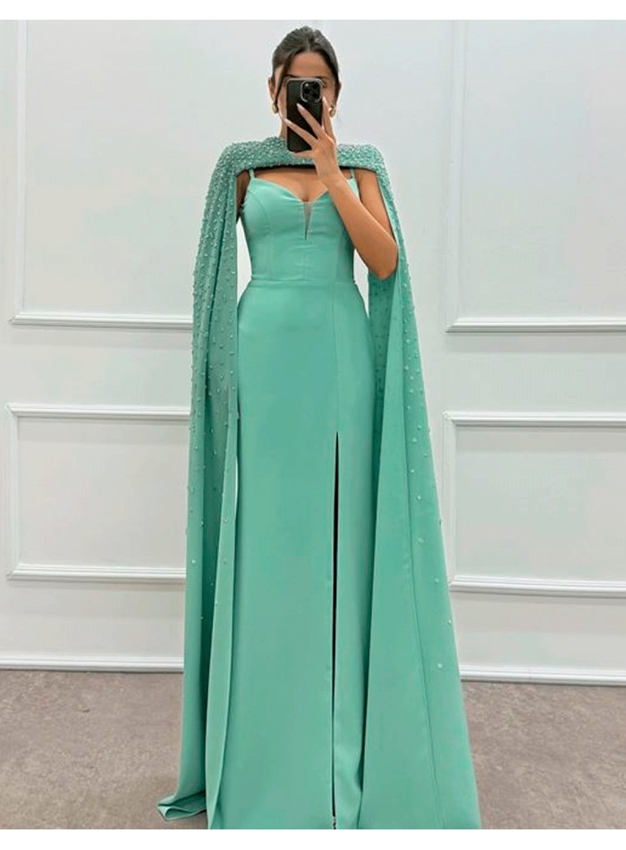 Vestido de fiesta largo de tirante fino con...