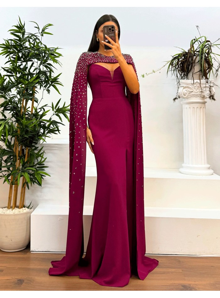 Robe de soirée longue, fine et sans bretelles,...