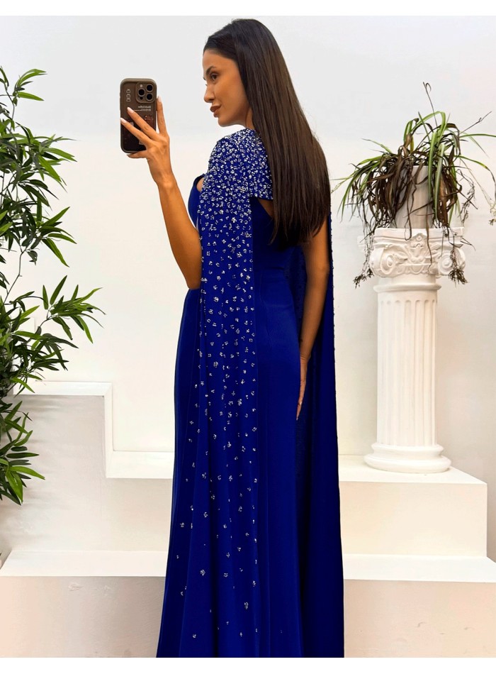 Robe de soirée longue, fine et sans bretelles,...