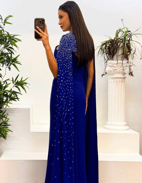 Rhinestone Overlay Slender Straps Long Gown