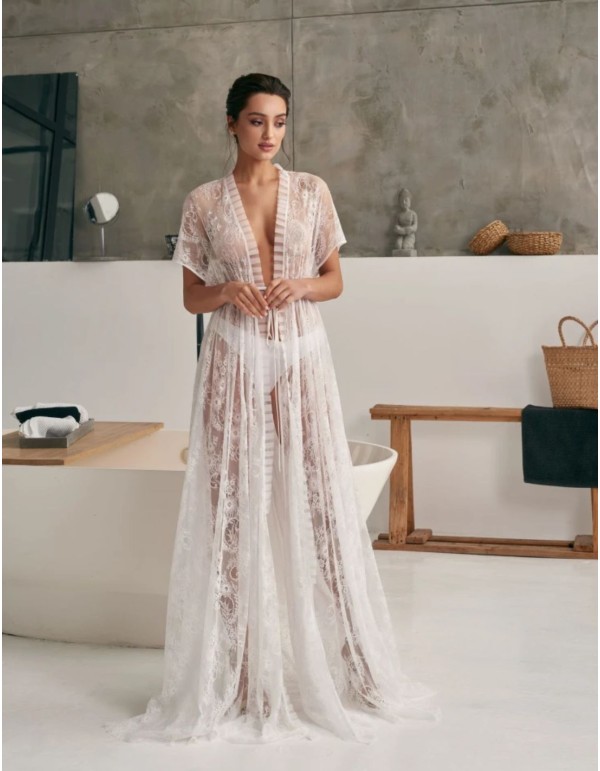 Camisón de novia en encaje marfil para luna de miel 2