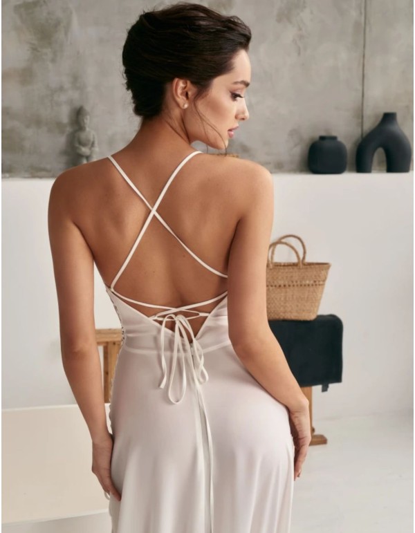 Vestido lencero de novia con lateral ajustable 2