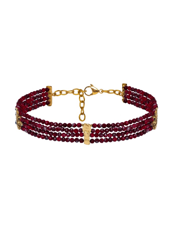 Choker with natural and semiprecious garnet stones - Liliana