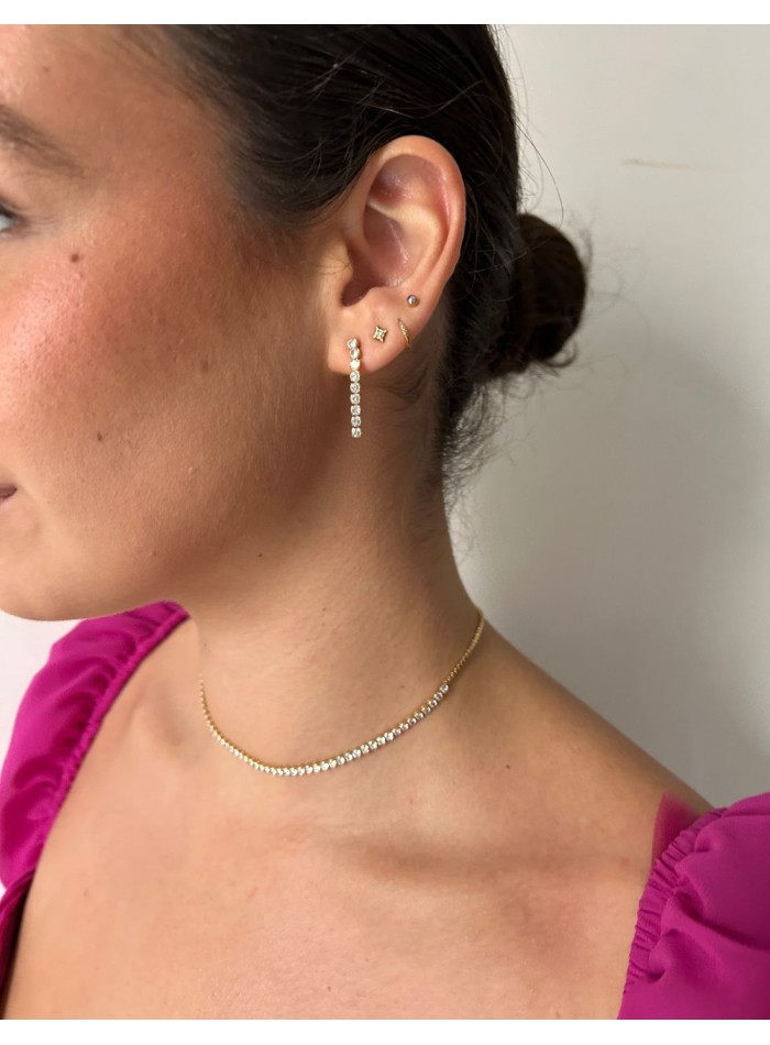 Boucles d'oreilles plaquées or fin avec zirconias