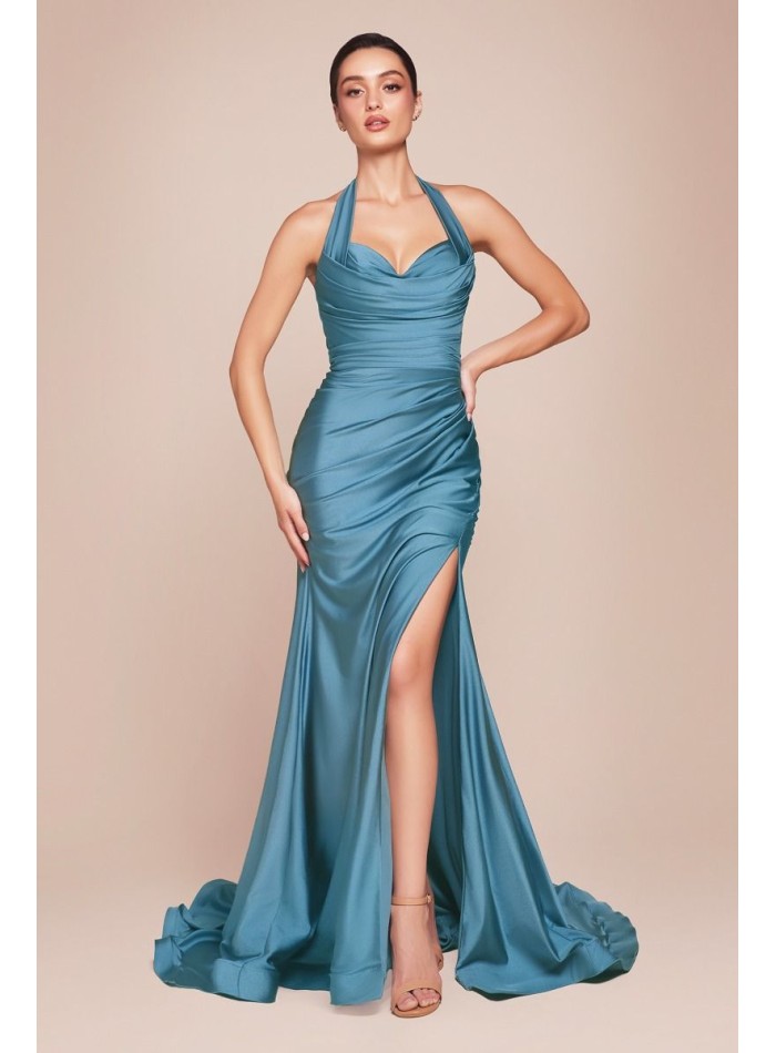 Robe de soirée longue pour invitée avec encolure dos nu