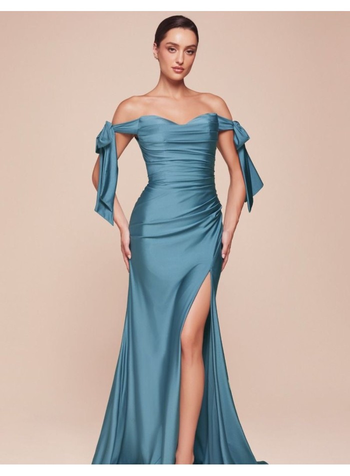 Vestido de fiesta largo de satén con corpiño...