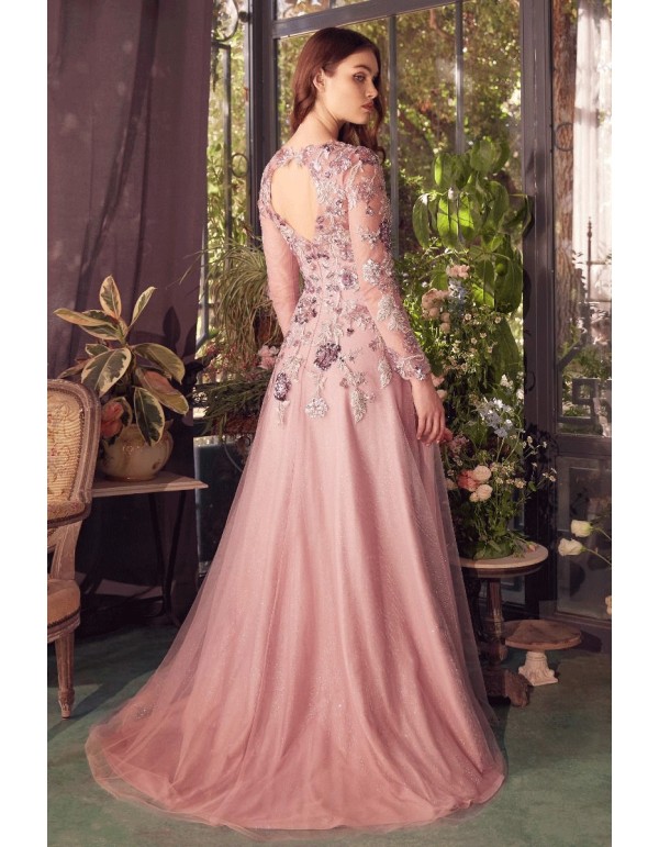Vestido de fiesta de manga larga semitransparente con... 2