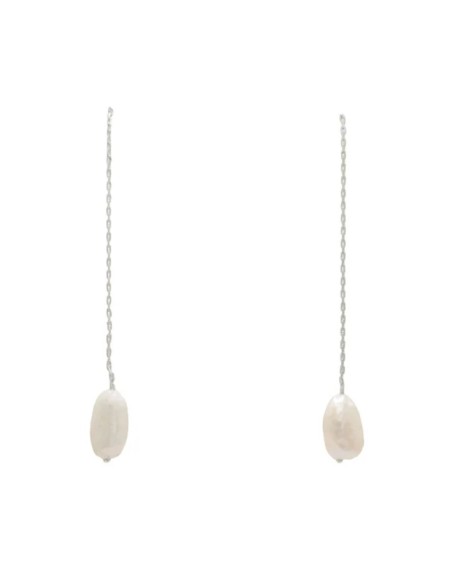Long earrings with fine chain and pearl