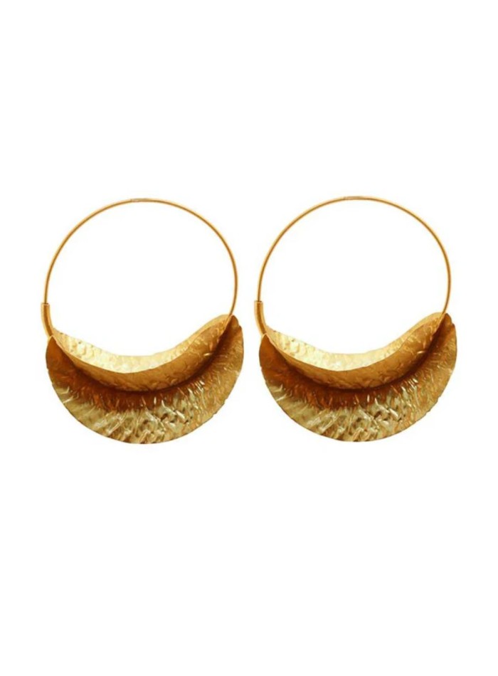 Hoop style party earrings with textured foil pleats