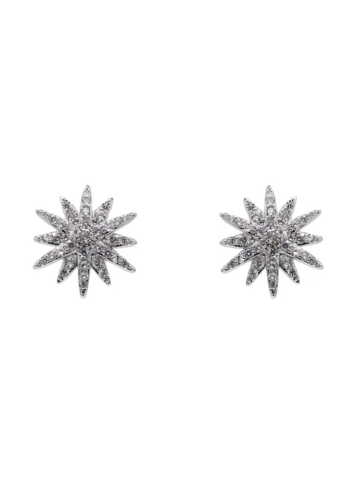 Star-shaped earrings with zirconia stones