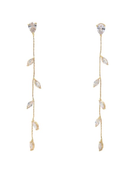 Pendientes largos con mini hojas de circonitas