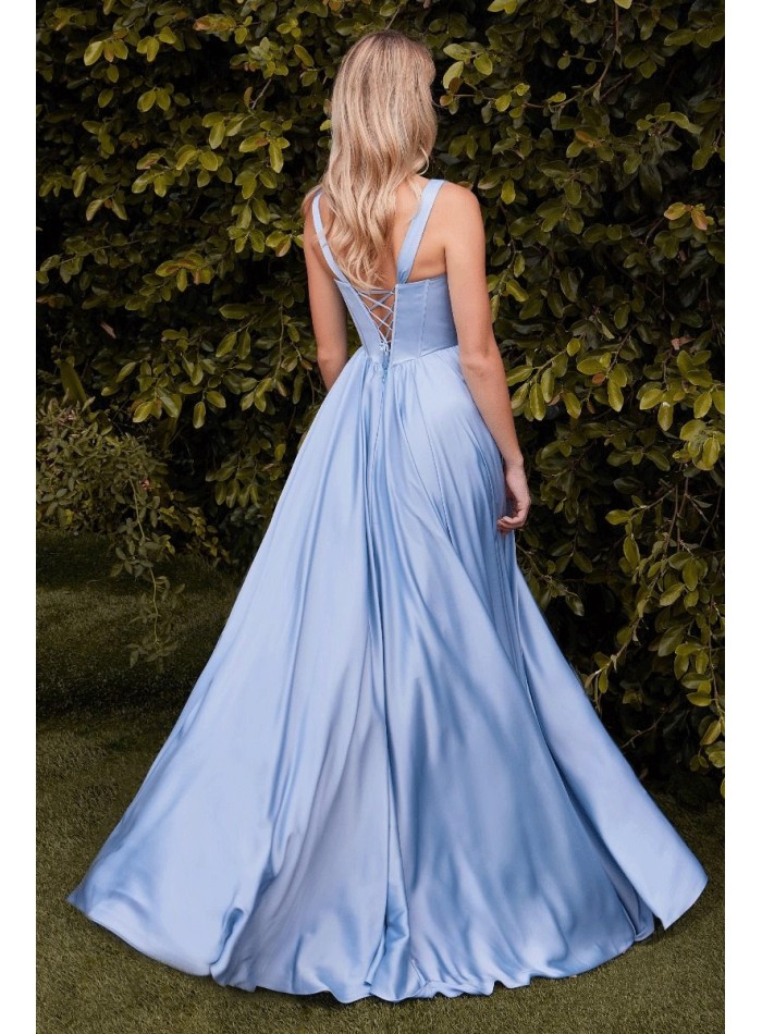 Vestido de fiesta de satén con corpiño y tirantes