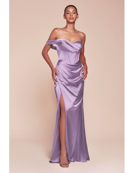 Satin long gown with sweetheart neckline