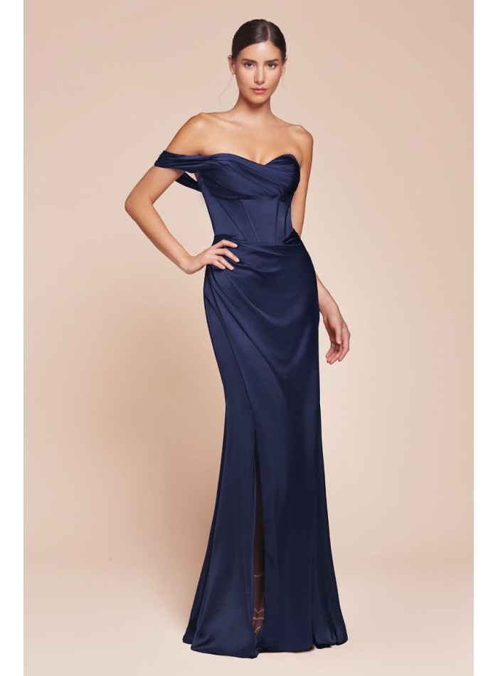 Satin long gown with sweetheart neckline