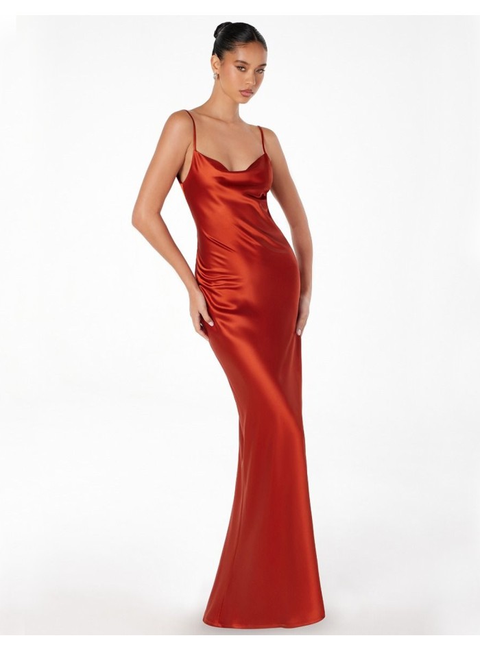 Satin long gown with open back