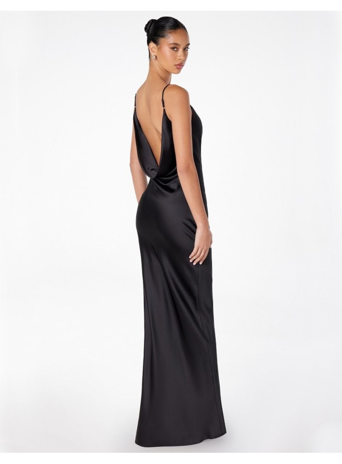 Satin long gown with open back