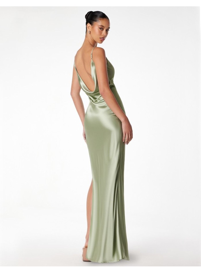 Satin long gown with open back