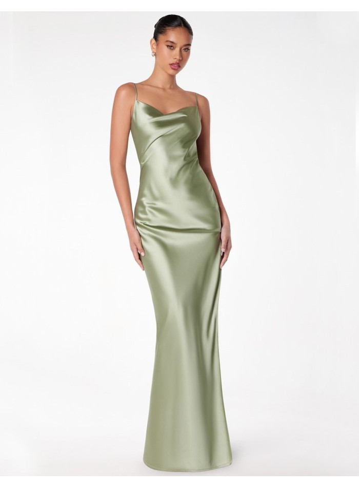 Satin long gown with open back