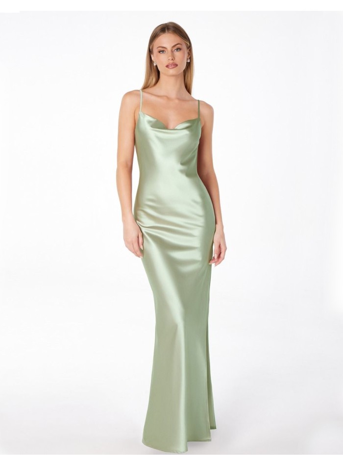 Satin long gown with open back