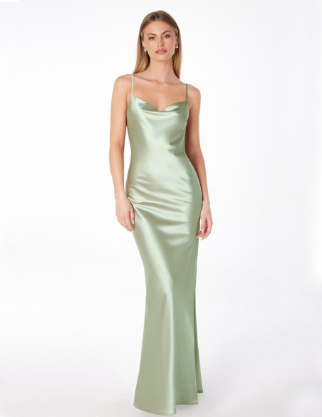 Satin long gown with open back