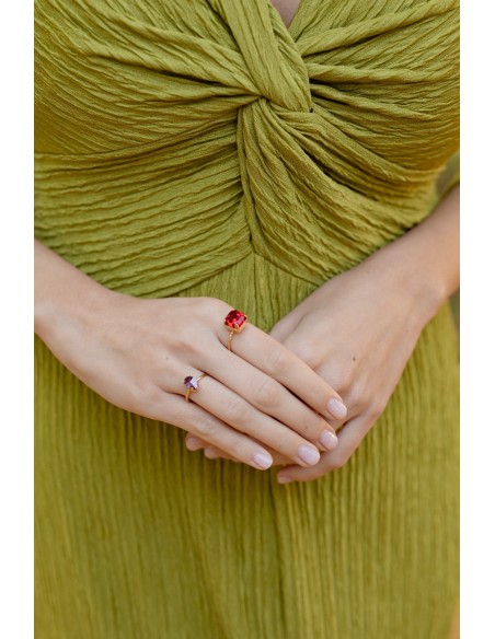 Pistachio green long dress with draped neckline