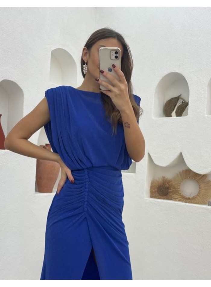 Evening dress with closed neckline and shoulder...