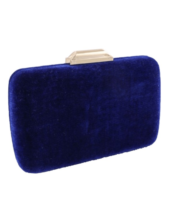 Klein blue velvet rectangular party bag Lauren Lynn London Accessories - 1